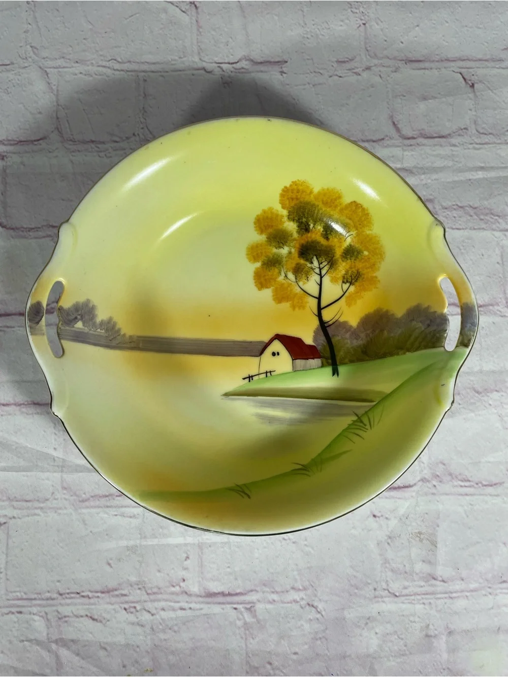 Vintage Meito China Hand Painted 9” Round Serving Bowl Gold Trim Made in Japan